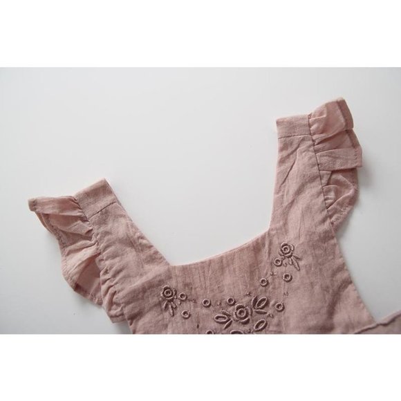 Blush Embroidered Floral Apron dress - Picture 3 of 7